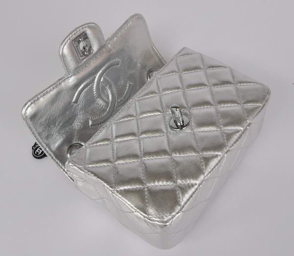 Cheap Chanel Classic mini Flap Bag 1115 Light Silver Sheepskin Silver Hardware Cheap Chanel Classic mini Flap Bag 1115 Light Silver Sheepskin Silver Hardware