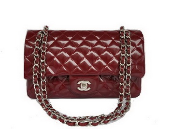 Cheap Chanel 2.55 Series Flap Bag 1112 Maroon Patent Leather Silver Hardware Cheap Chanel 2.55 Series Flap Bag 1112 Maroon Patent Leather Silver Hardware