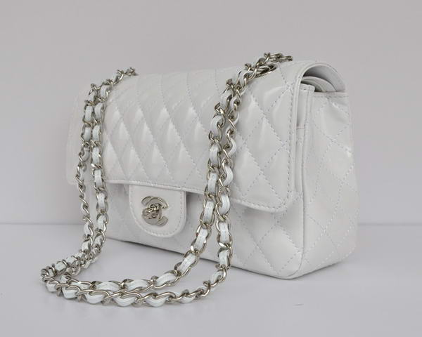 Cheap Chanel 2.55 Series Flap Bag 1112 White Patent Leather Silver Hardware Cheap Chanel 2.55 Series Flap Bag 1112 White Patent Leather Silver Hardware