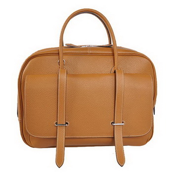 Hermes Steve 38CM Travel Bag Clemence Leather Camel