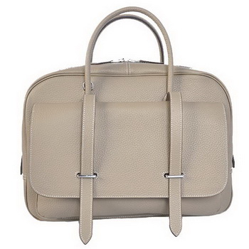 Hermes Steve 38CM Travel Bag Clemence Leather Grey
