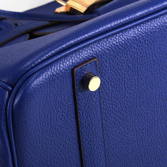 Hermes Birkin 35CM Smooth Leather Handbag 6089 Dark Blue Golden