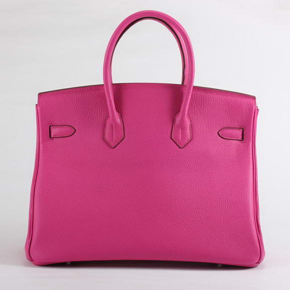 Hermes Birkin 35CM Smooth Leather Handbag 6089 Rose Silver