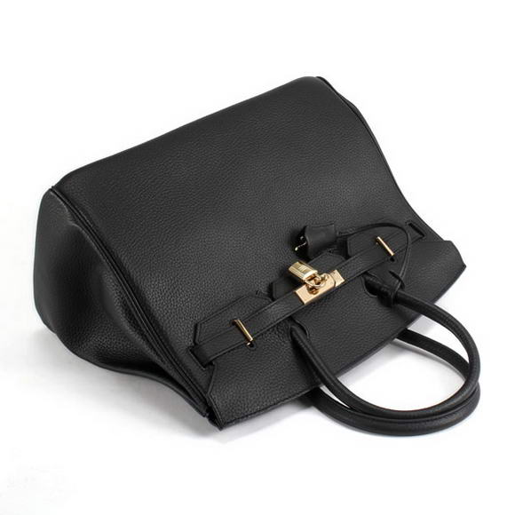 Hermes Birkin 35CM Togo Leather Handbag 6089 Black Golden