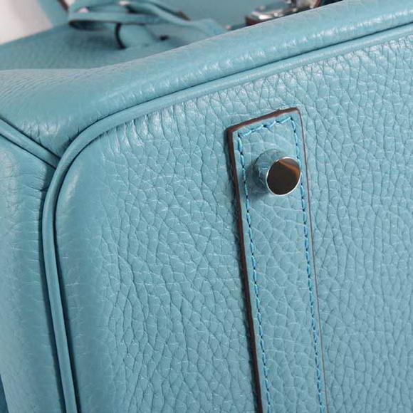 Hermes Birkin 35CM Togo Leather Handbag 6089 Light Blue Silver