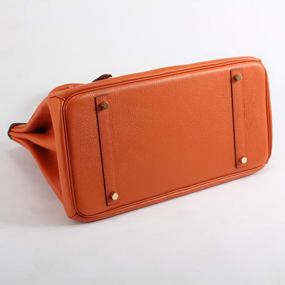 Hermes Birkin 35CM Togo Leather Handbag 6089 Orange Golden