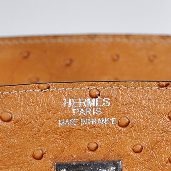 Hermes Birkin 35CM Tote Bags Ostrich Togo Leather Ocher Silver