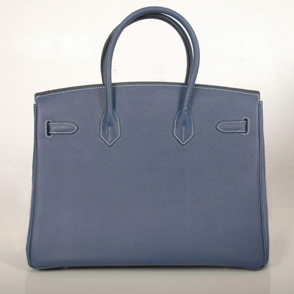 Hermes Birkin 35CM Tote Bags Smooth Togo Leather Dark Blue Golden