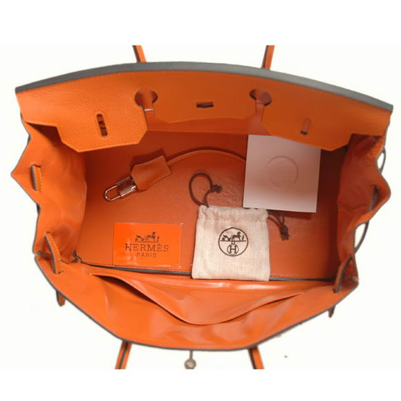 Hermes Birkin 35CM Tote Bags Smooth Togo Leather Orange Silver