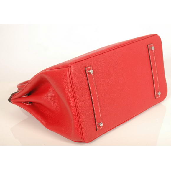 Hermes Birkin 35CM Tote Bags Smooth Togo Leather Red Silver