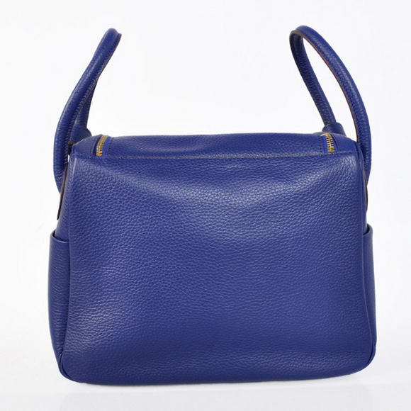Hermes Lindy 30CM Havanne Handbags 1057 Dark Blue Leather Golden Hardware