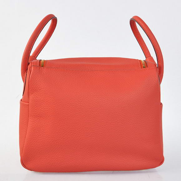 Hermes Lindy 30CM Havanne Handbags 1057 Light Red Leather Golden Hardware