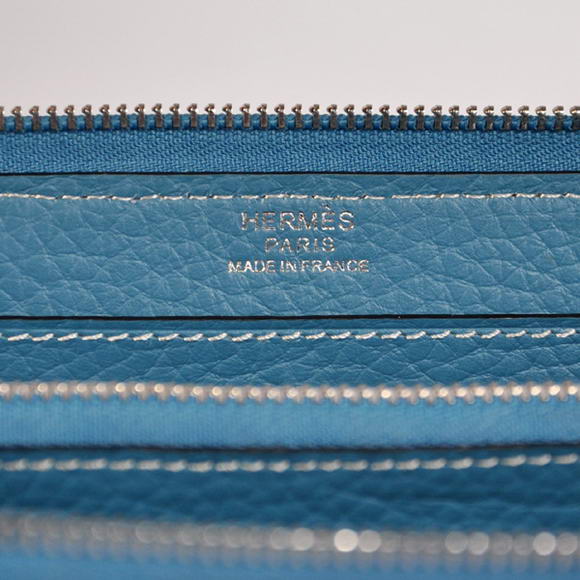 Hermes Evelyn Long Wallet Zip Purse A808 Blue Hermes Evelyn Long Wallet Zip Purse A808 Blue