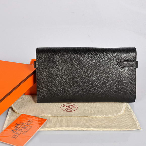 Hermes Kelly Wallet Togo Leather Bi-Fold Purse A708 Black Hermes Kelly Wallet Togo Leather Bi-Fold Purse A708 Black