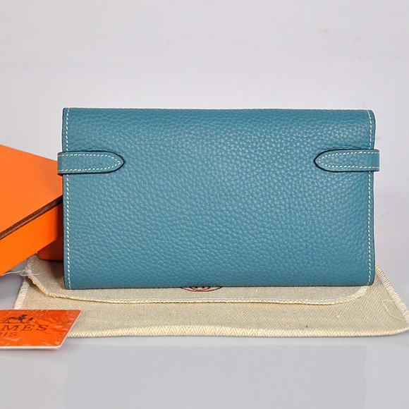 Hermes Kelly Wallet Togo Leather Bi-Fold Purse A708 Blue Hermes Kelly Wallet Togo Leather Bi-Fold Purse A708 Blue