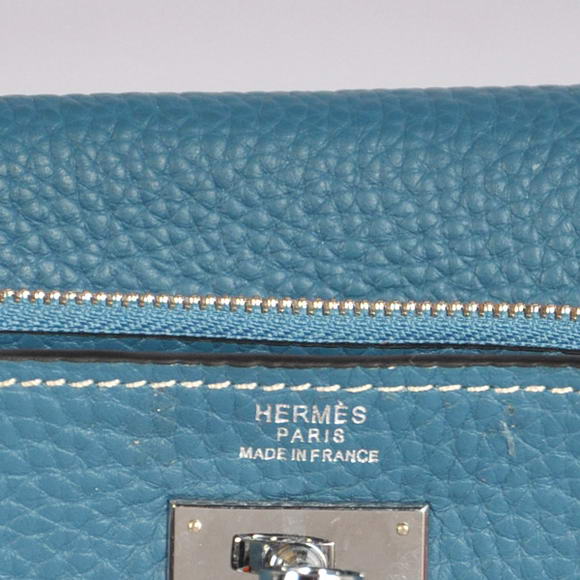 Hermes Kelly Wallet Togo Leather Bi-Fold Purse A708 Blue Hermes Kelly Wallet Togo Leather Bi-Fold Purse A708 Blue