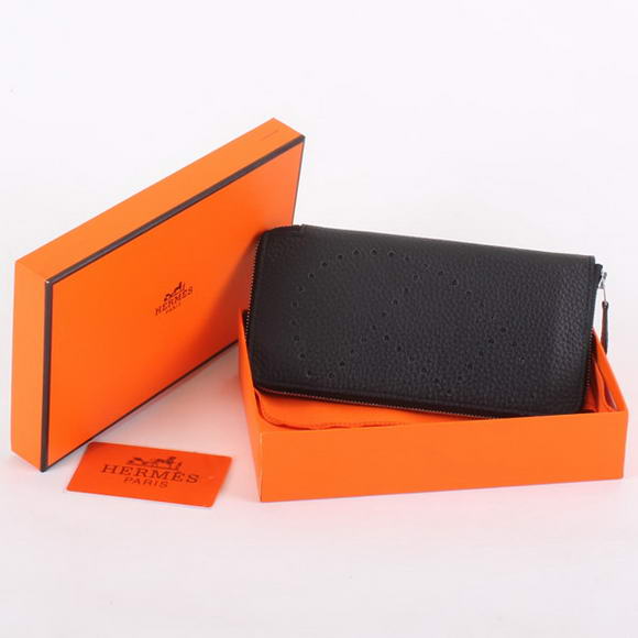 Hermes Togo Leather Perforated Zippy Wallet 9032 Black Hermes Togo Leather Perforated Zippy Wallet 9032 Black