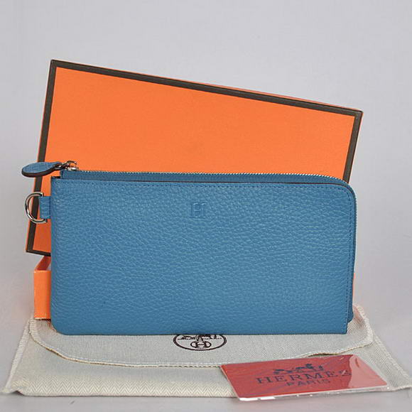 Hermes Zipper Cards Wallet Togo Leather A908 Blue Hermes Zipper Cards Wallet Togo Leather A908 Blue
