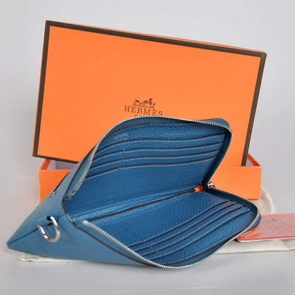 Hermes Zipper Cards Wallet Togo Leather A908 Blue Hermes Zipper Cards Wallet Togo Leather A908 Blue