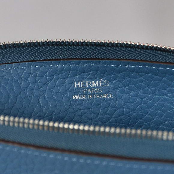 Hermes Zipper Cards Wallet Togo Leather A908 Blue Hermes Zipper Cards Wallet Togo Leather A908 Blue