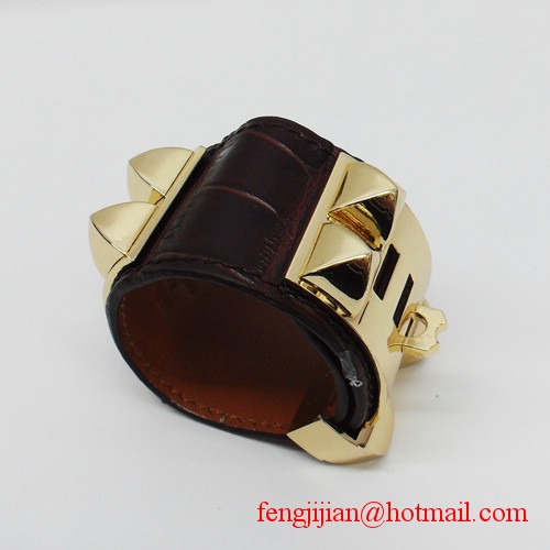2010 Hermes D-Brown Snakeskin Gold Bangle 1171 2010 Hermes D-Brown Snakeskin Gold Bangle 1171