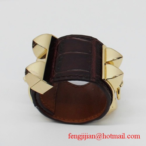 2010 Hermes D-Brown Snakeskin Gold Bangle 1171 2010 Hermes D-Brown Snakeskin Gold Bangle 1171