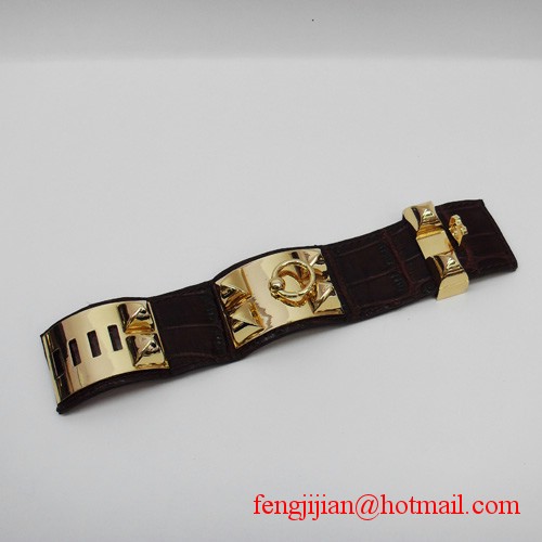 2010 Hermes D-Brown Snakeskin Gold Bangle 1171 2010 Hermes D-Brown Snakeskin Gold Bangle 1171