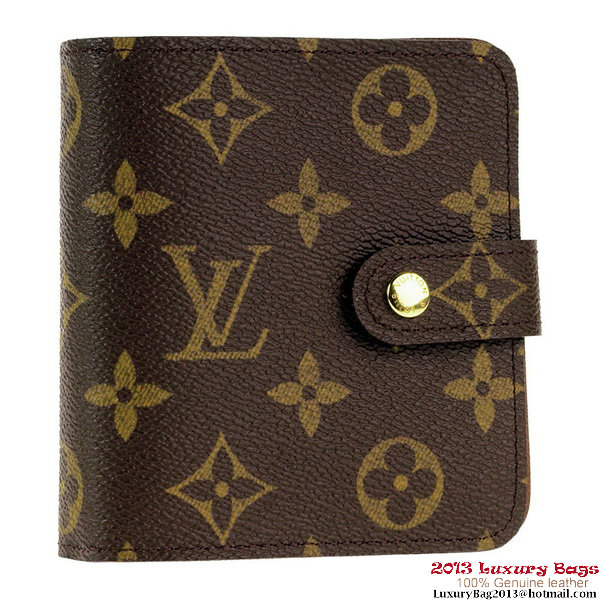 Louis Vuitton M61667 Monogram Canvas Zipped Compact Wallet