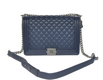 Chanel A67087 Royalblue Sheepskin Leather Le Boy Flap Shoulder Bag