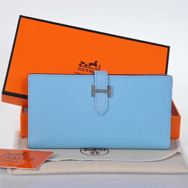 Hermes Bearn Wallet Original Smooth Leather Light Blue Hermes Bearn Wallet Original Smooth Leather Light Blue