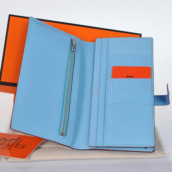 Hermes Bearn Wallet Original Smooth Leather Light Blue Hermes Bearn Wallet Original Smooth Leather Light Blue