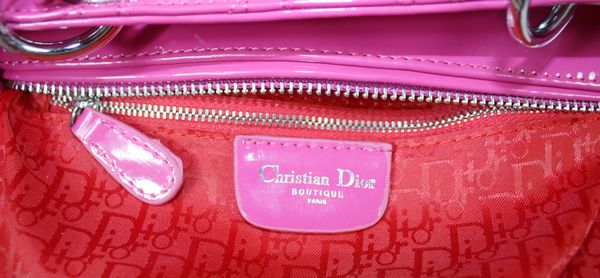 Christian Lady Dior Peachpuff Patent Leather Bag 6321 Silver