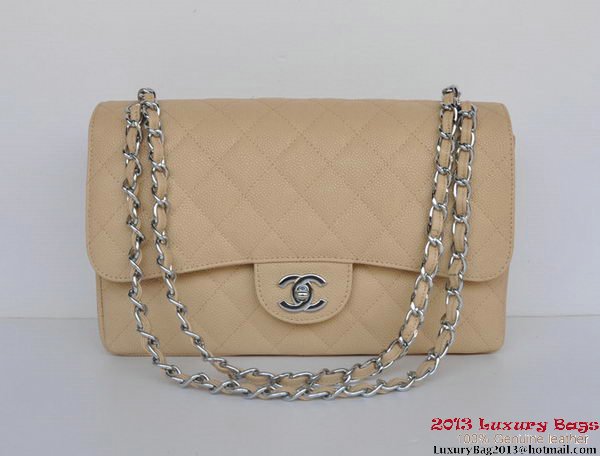 Chanel Jumbo Quilted Classic Cannage Patterns Flap Bag A58600 Apricot Silver Chanel Jumbo Quilted Classic Cannage Patterns Flap Bag A58600 Apricot Silver