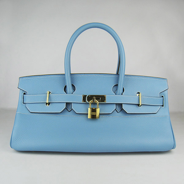 Hermes Birkin 6109 Togo Leather Bag Light Blue 42cm Gold