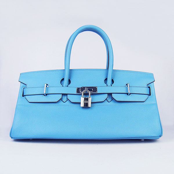 Hermes Birkin 6109 Togo Leather Bag light Blue 42cm Silver