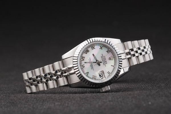 Rolex Datejust Mechanism Silver Bezel White Surface Watch-RD2451 Rolex Datejust Mechanism Silver Bezel White Surface Watch-RD2451