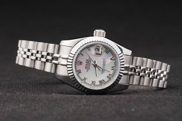 Rolex Datejust Mechanism Silver Bezel White Surface Watch-RD2451 Rolex Datejust Mechanism Silver Bezel White Surface Watch-RD2451