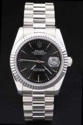 Rolex Datejust Silver Black Stainless Steel Watch-RD2411 Rolex Datejust Silver Black Stainless Steel Watch-RD2411