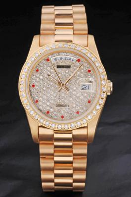 Rolex Day-Date Golden Diamond Cutwork 37mm Men Watch-RD3835 Rolex Day-Date Golden Diamond Cutwork 37mm Men Watch-RD3835
