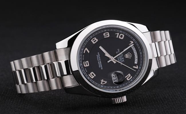 Rolex Day-Date Silver Black Stainless Steel Watch-RD2905 Rolex Day-Date Silver Black Stainless Steel Watch-RD2905