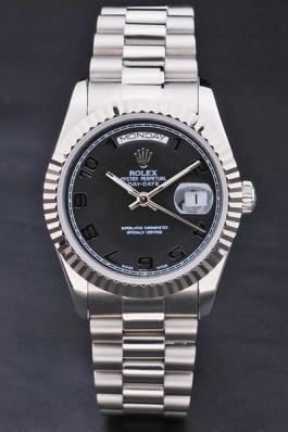 Rolex Day-Date Silver Cutwork Black Surface Watch-RD3818 Rolex Day-Date Silver Cutwork Black Surface Watch-RD3818