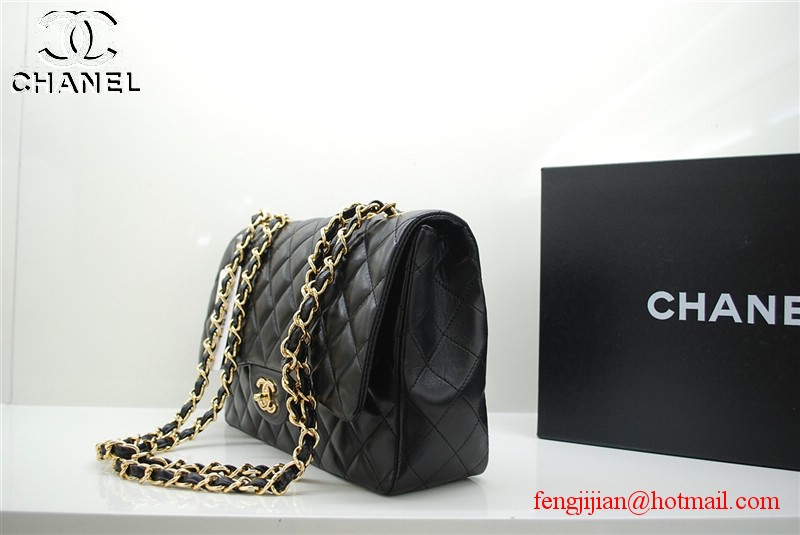 Chanel Jumbo Caviar Flap Bag 36076 Black gold chain