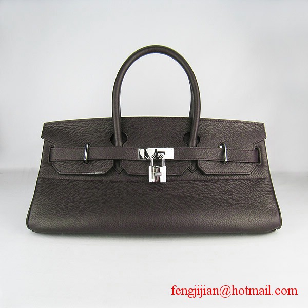 Hermes Birkin 42cm Togo Leather Bag 6109 Dark Coffee silver padlock
