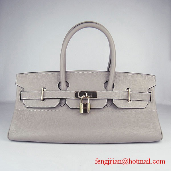 Hermes Birkin 42cm Togo Leather Bag 6109 Grey gold padlock