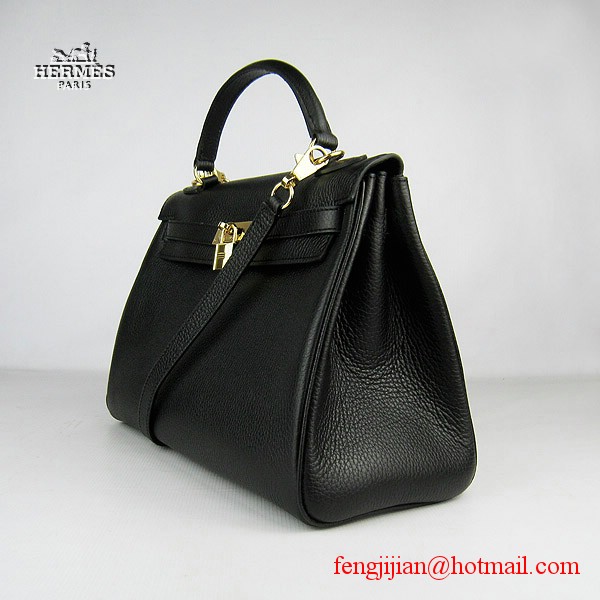 Hermes Kelly 32cm Togo Leather Bag Black 6108 Gold Hardware Hermes Kelly 32cm Togo Leather Bag Black 6108 Gold Hardware
