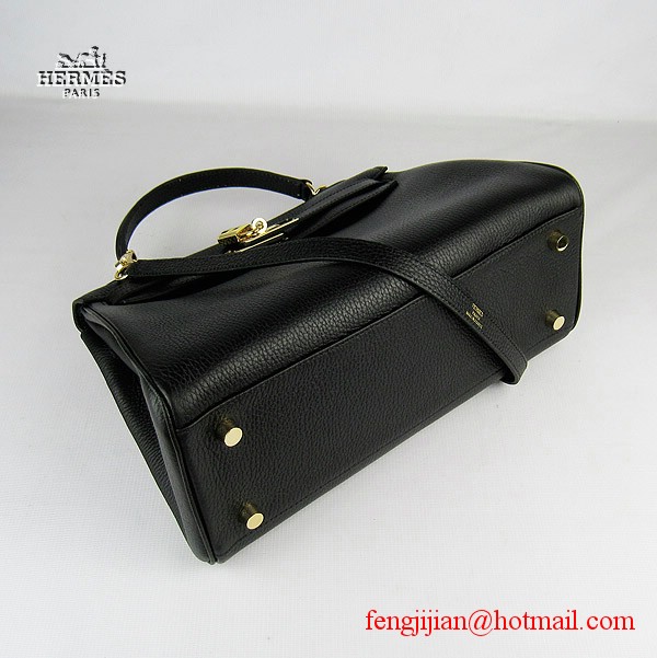 Hermes Kelly 32cm Togo Leather Bag Black 6108 Gold Hardware Hermes Kelly 32cm Togo Leather Bag Black 6108 Gold Hardware