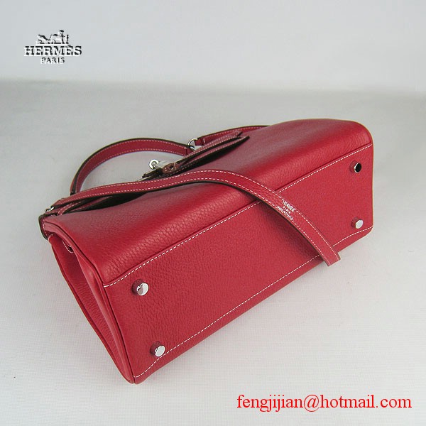 Hermes Kelly 32cm Togo Leather Bag Red 6108 Silver Hardware Hermes Kelly 32cm Togo Leather Bag Red 6108 Silver Hardware