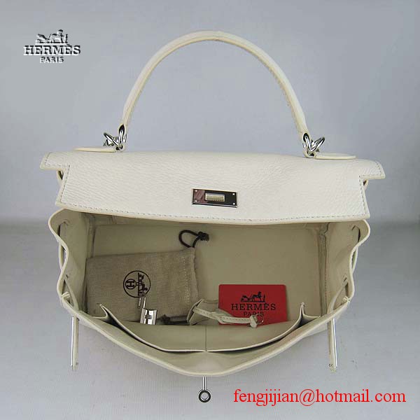 Hermes Kelly 32cm Togo Leather Bag Beige 6108 Silver Hardware Hermes Kelly 32cm Togo Leather Bag Beige 6108 Silver Hardware